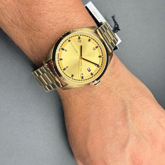 Tommy Hilfiger Griffin 1710457 Men’s 43mm Gold Stainless Steel Quartz NIBWT - Picture 14 of 17